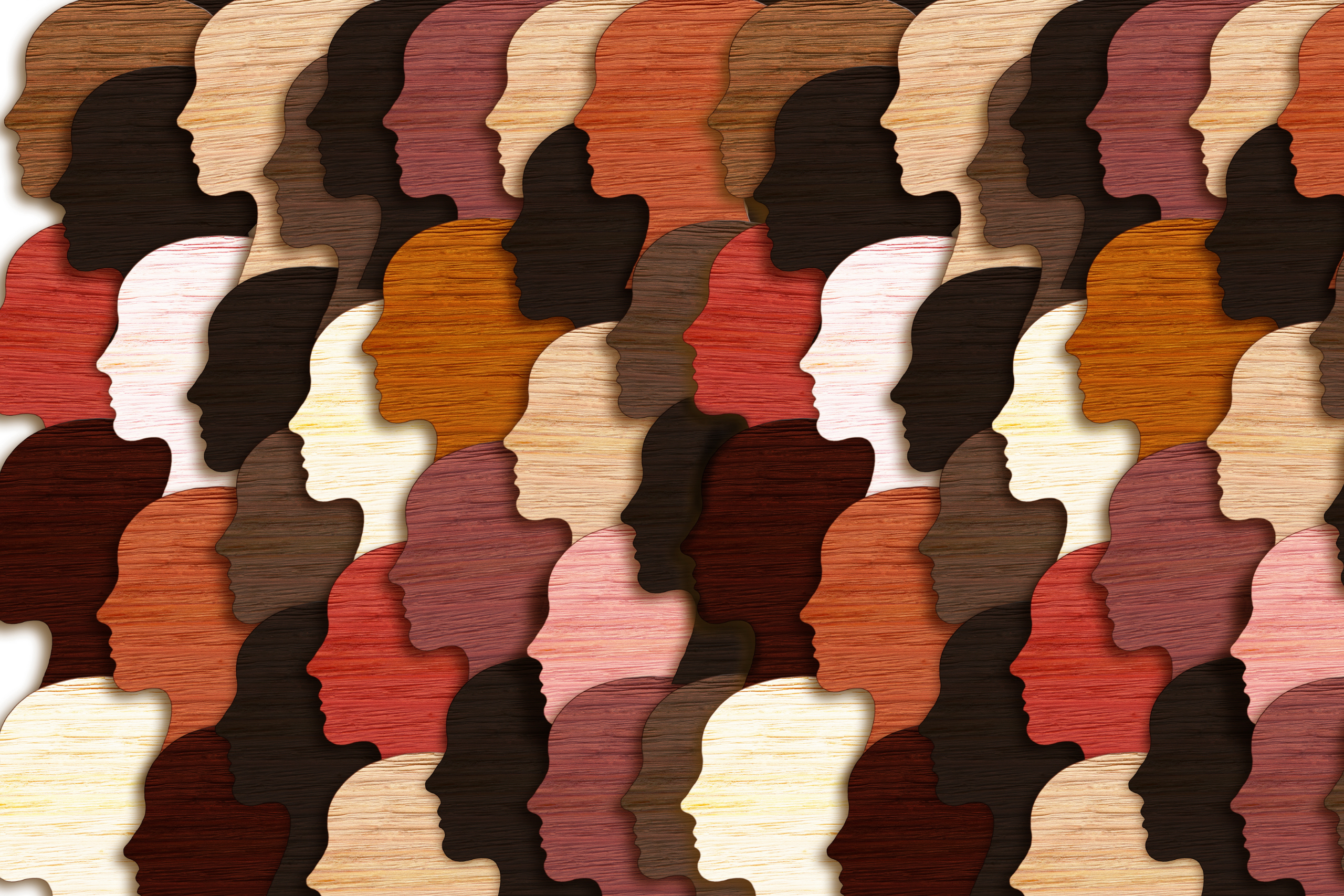 Different colored silhouette profiles.