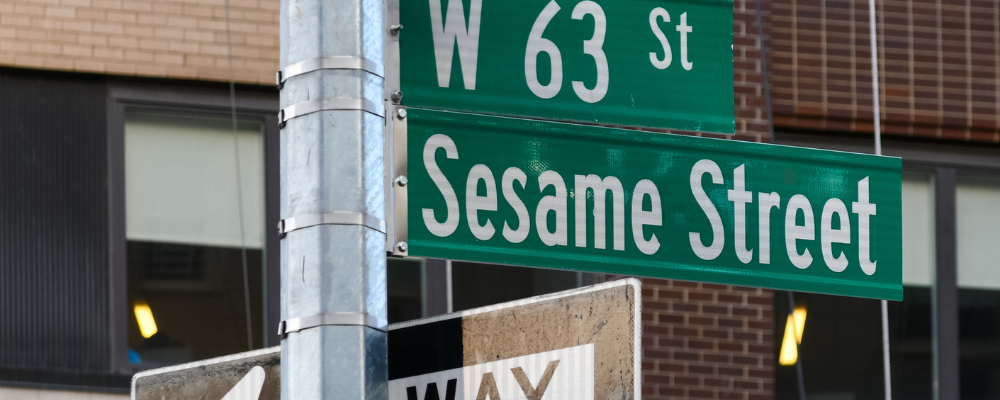 Street sign for Sesame Street.